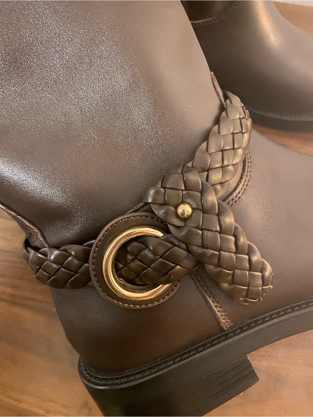 New Aldo Philippa Leather Dark Brown Riding Boot Size 8.5 - Picture 5 of 9